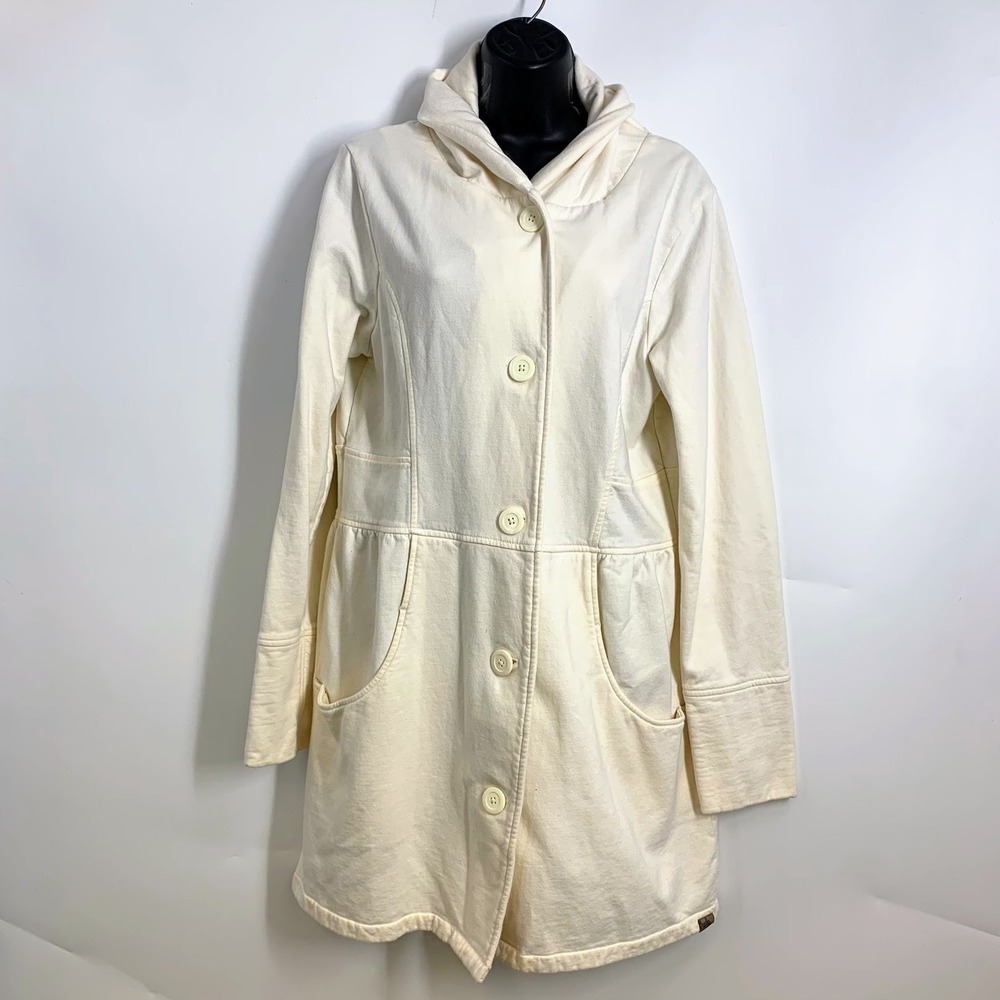 Prana Women's Mariska Cotton Hooded Button Front Long Sleeve Women's‎ Coat SZ XL
